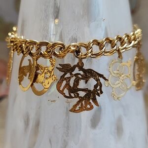 12 Twelve Days Of Christmas Gold Tone Plated Charm Holiday Bracelet